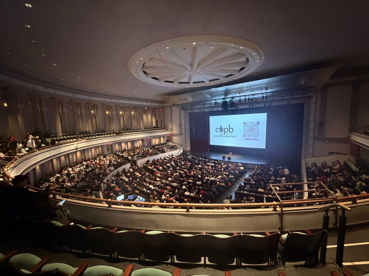 A packed Bailey Hall before the Preacher Lawson show