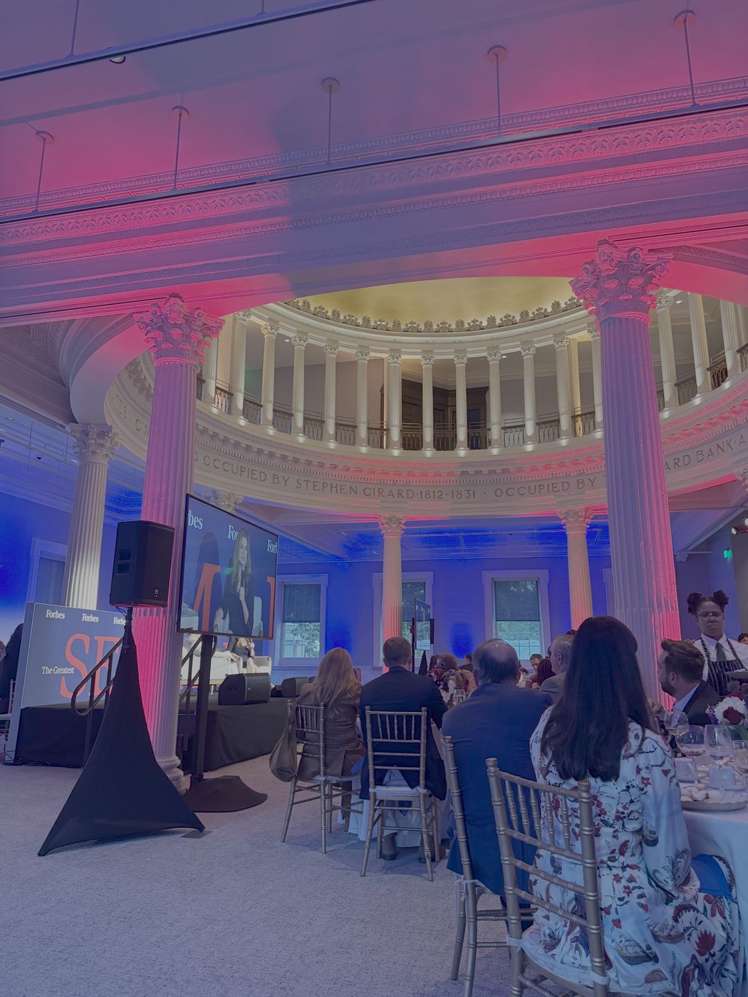 Self-Made 250 dinner under a domed, pink-lit hall in Philadelphia